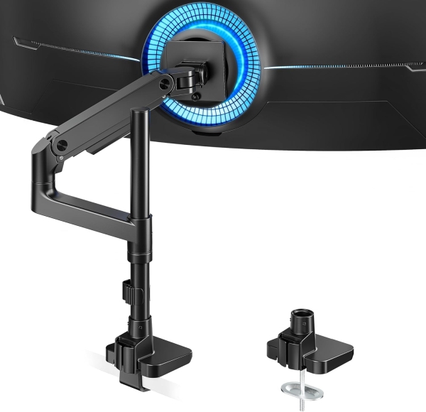 ARES WING Heavy Duty Monitorarm 17-49 Zoll (bis 20 kg) – Gasfeder (Extra hohe Säule & 20 kg Tragkraft für Ultrawide & Curved Screens.)