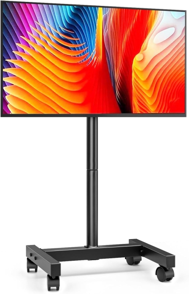 AX WABER Mobiler TV-Ständer für 13–50 Zoll Fernseher (Höhenverstellbar) (Flexibler TV-Rollwagen mit 8-stufiger Höhenverstellung und Neigungswinkel für LCD/LED/OLED.)