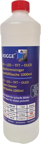 ROGGE 1l Bildschirmreiniger Nachfüllflasche – Das Original seit 1998 für alle Displays (Streifenfreie Profi-Reinigung für Monitore, TV & Glas – Schonend, ergiebig & ohne aggressive Inhaltsstoffe.)