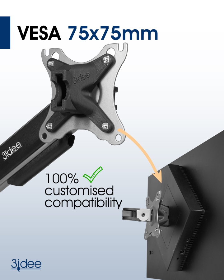 VESA Adapter kompatibel mit HP Omen Gaming Monitor (25i) - 75x75mm