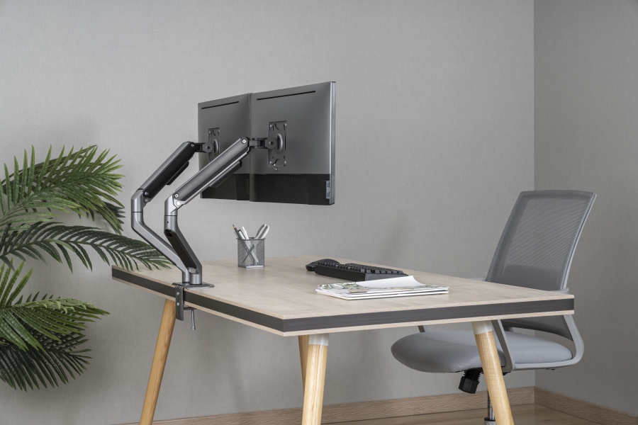 3IDEE Dual-Monitorhalterung | Für 2 Monitore 17"-32" Bildschirme | Höhenverstellbar - bis 9kg pro Arm
