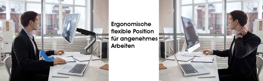 3IDEE Flexi-Lite Monitor Halterung 1 Monitor für 17-32" Bildschirme, modernes Design, voll beweglich & verstellbar