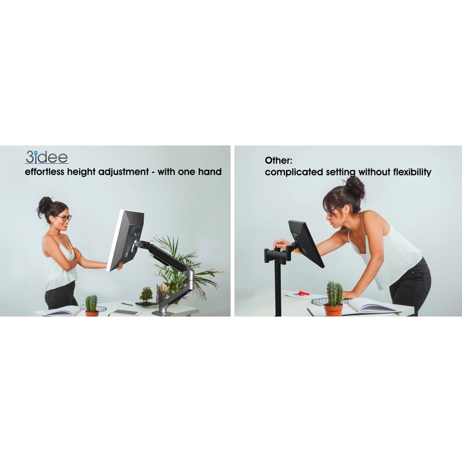 3IDEE Flexi-Lite Monitor Halterung 2 Monitore für 17-32" Bildschirme, modernes Design, voll beweglich & verstellbar