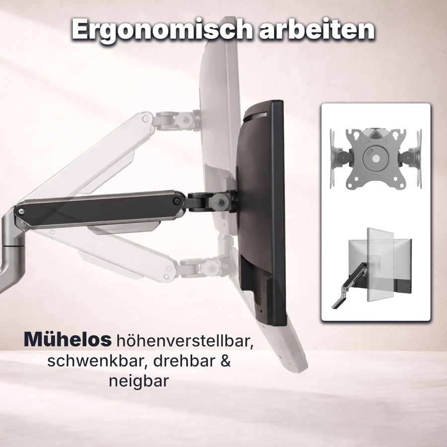3IDEE Flexi-Lite Single Monitorarm für 13-32 Zoll Bildschirme (Max. 9 kg)