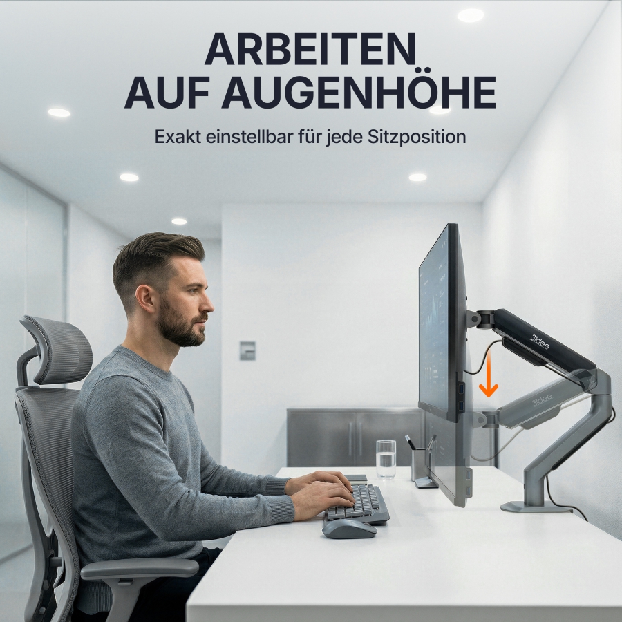 3IDEE Flexi-Lite Single Monitorarm für 13-32 Zoll Bildschirme (Max. 9 kg)