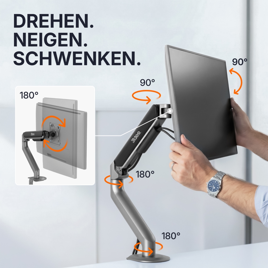 3IDEE Flexi-Lite Single Monitorarm für 13-32 Zoll Bildschirme (Max. 9 kg)