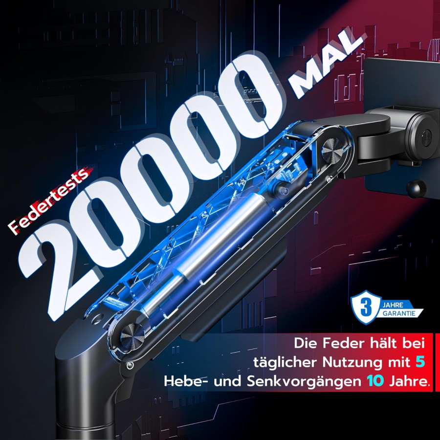 ARES WING Dual Monitor Halterung für 17–49 Zoll (Vertikal & Horizontal) (Heavy-Duty Doppel-Monitorarm mit Gasdruckfeder-Technologie – Trägt bis zu 20 kg pro Monitor – Stackable- oder Side-by-Side-Konfiguration.)