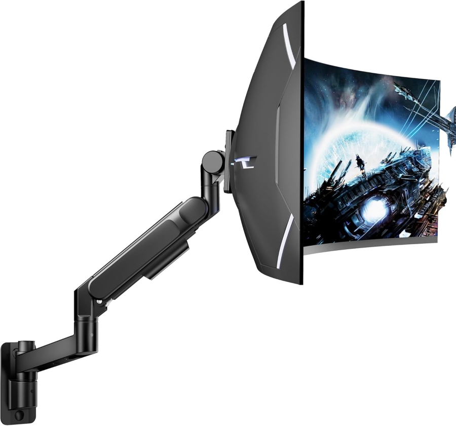 ARES WING Monitor Wandhalterung 24-57 Zoll (bis 27kg) – Gasfeder (Heavy Duty Wandarm für Ultrawide & Curved Screens.)