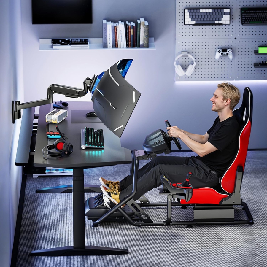 ARES WING Monitor Wandhalterung 24-57 Zoll (bis 27kg) – Gasfeder (Heavy Duty Wandarm für Ultrawide & Curved Screens.)