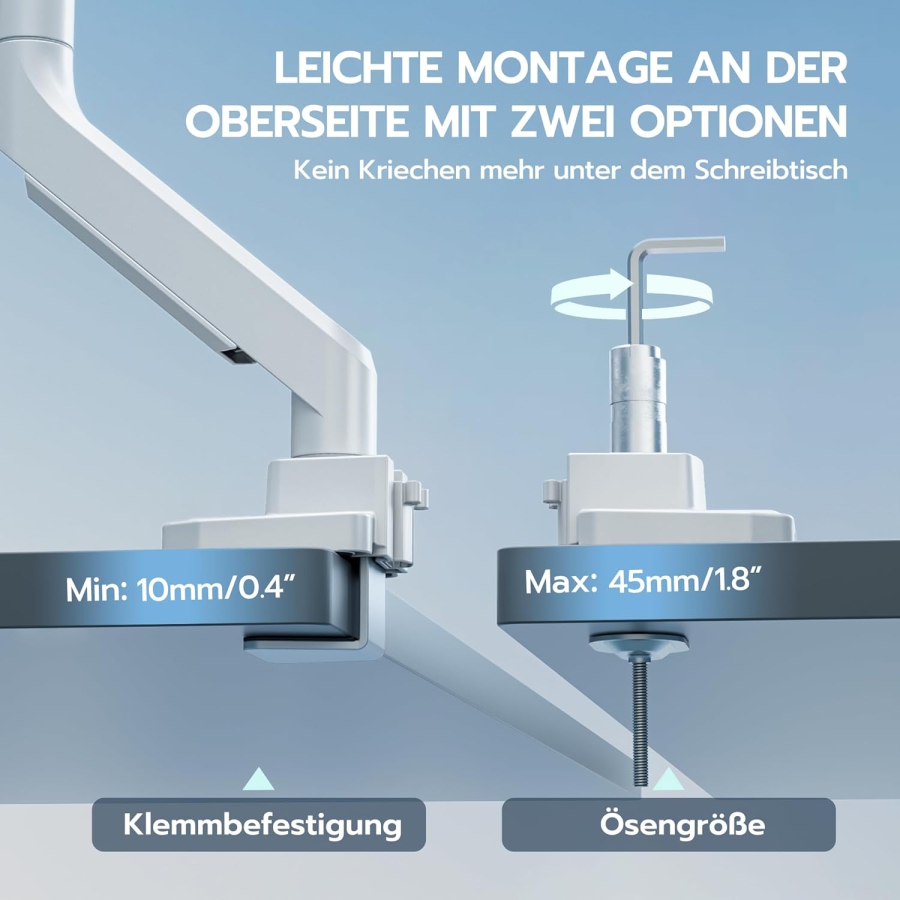 ARES WING Schwerlast Gaming-Monitorarm Weiß für 17-49 Zoll (Max. 18 kg) (Ergonomische Gasfeder-Halterung für Ultrawide & Curved Displays – VESA 75/100.)