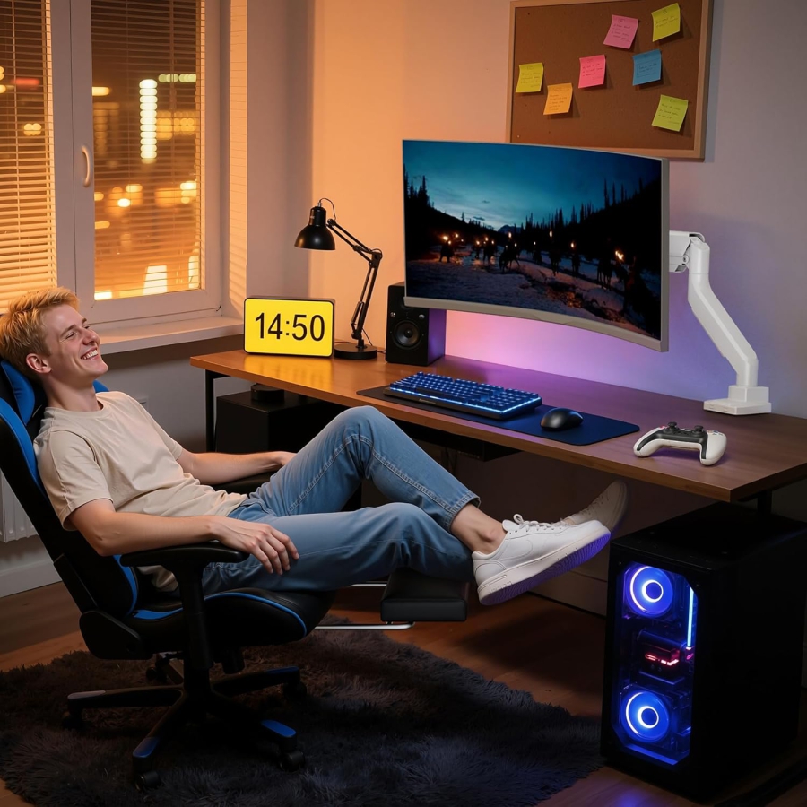 ARES WING Schwerlast Gaming-Monitorarm Weiß für 17-49 Zoll (Max. 18 kg) (Ergonomische Gasfeder-Halterung für Ultrawide & Curved Displays – VESA 75/100.)