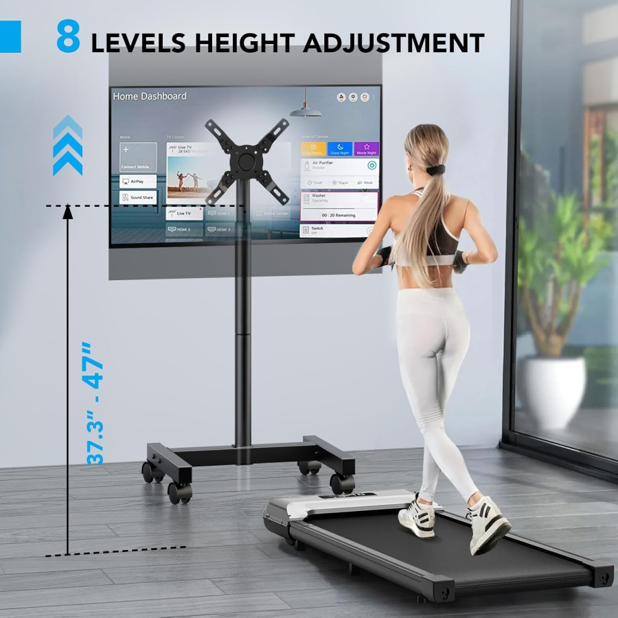 AX WABER Mobiler TV-Ständer für 13–50 Zoll Fernseher (Höhenverstellbar) (Flexibler TV-Rollwagen mit 8-stufiger Höhenverstellung und Neigungswinkel für LCD/LED/OLED.)