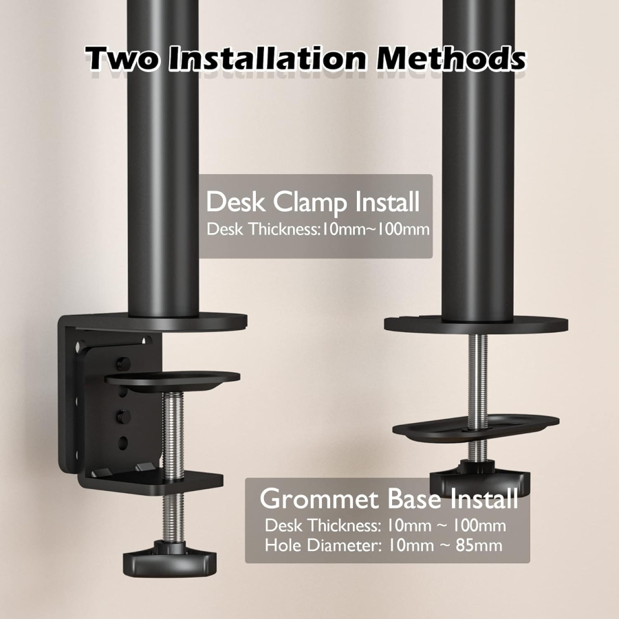 BONTEC 13-32 Zoll Monitor Halterung für LED LCD Bildschirme bis 10 kg, Monitor Tischalterung 1 Monitor Höhenverstellbar Neigbar Schwenkbar, 2 Montageoptionen, VESA 75x75/100x100, Schwarz