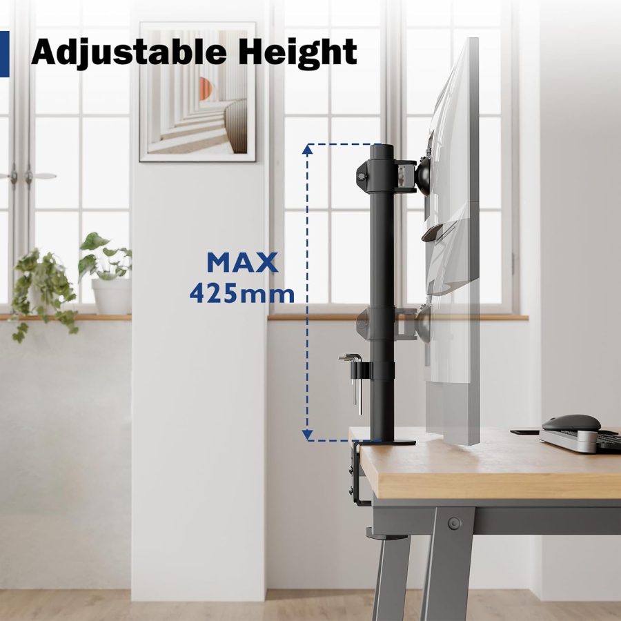 BONTEC Monitor Halterung, Tischhalterung Für 13-34 Zoll Bildschirme, Voll Beweglicher, Ergonomisches Design, Höhenverstellung, Für Gaming & Bürogebrauch, Unterstützt bis zu 10kg,VESA 75/100 Kompatibel