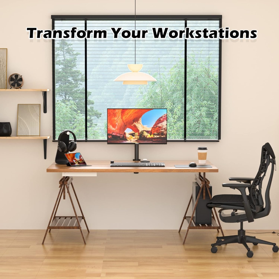 BONTEC Monitor Halterung 1 Monitor für 13-32" Monitore, bis 10kg, höhenverstellbar, drehbar, neigbar