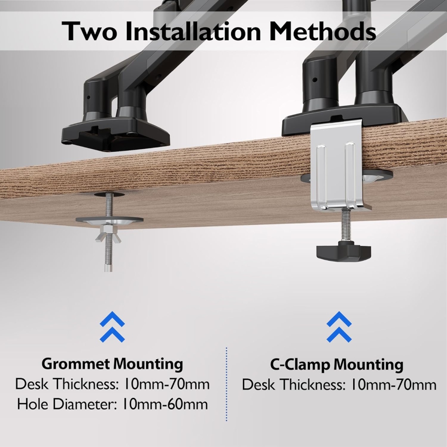 BONTEC Monitor Halterung 2 Monitore für 13-32 Zoll Bildschirme, Ergonomischer Gasfederarmständer Hält 3-9 kg mit Kabelmanagement, Neigbar, Schwenkbar, Drehbar, VESA 75/100 mm