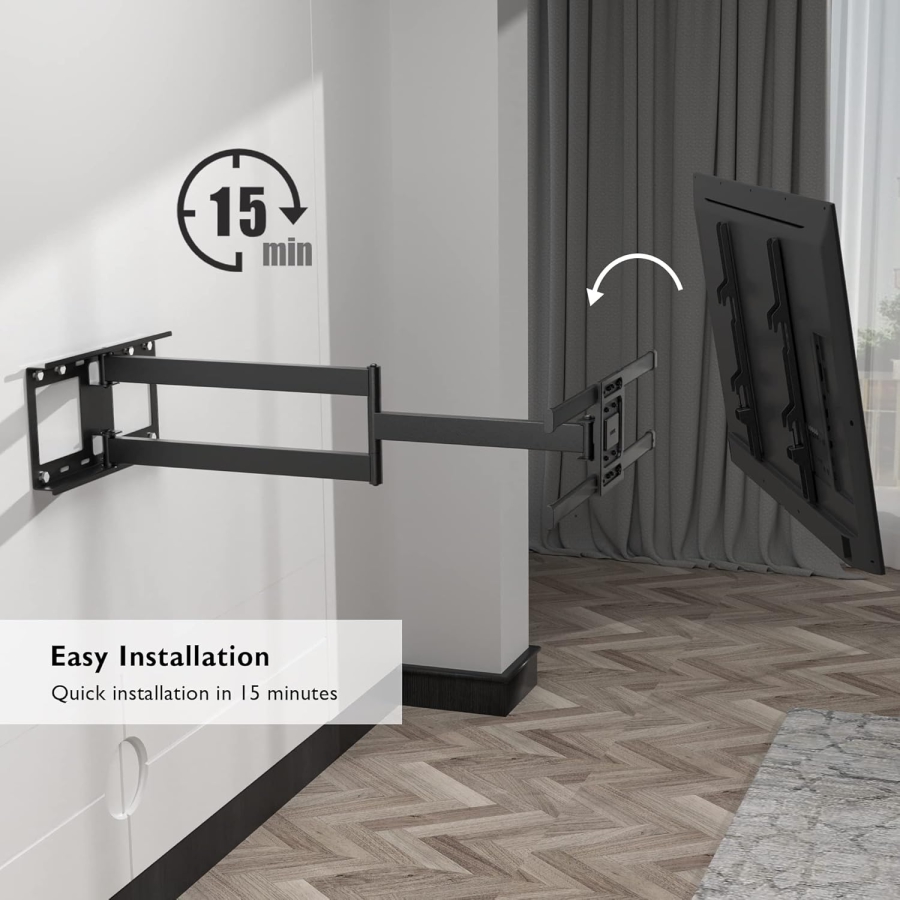 BONTEC TV Wandhalterung mit 1040 mm Extra Langem Arm (32-75 Zoll) (Schwerlast-Halterung bis 60 kg – Schwenkbar, Neigbar & Ausziehbar bis 104 cm.)