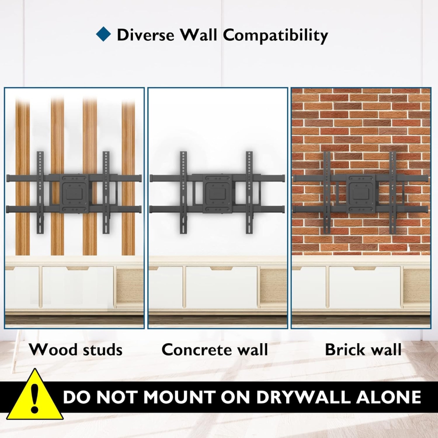 BONTEC TV Wandhalterung mit 1040 mm Extra Langem Arm (32-75 Zoll) (Schwerlast-Halterung bis 60 kg – Schwenkbar, Neigbar & Ausziehbar bis 104 cm.)