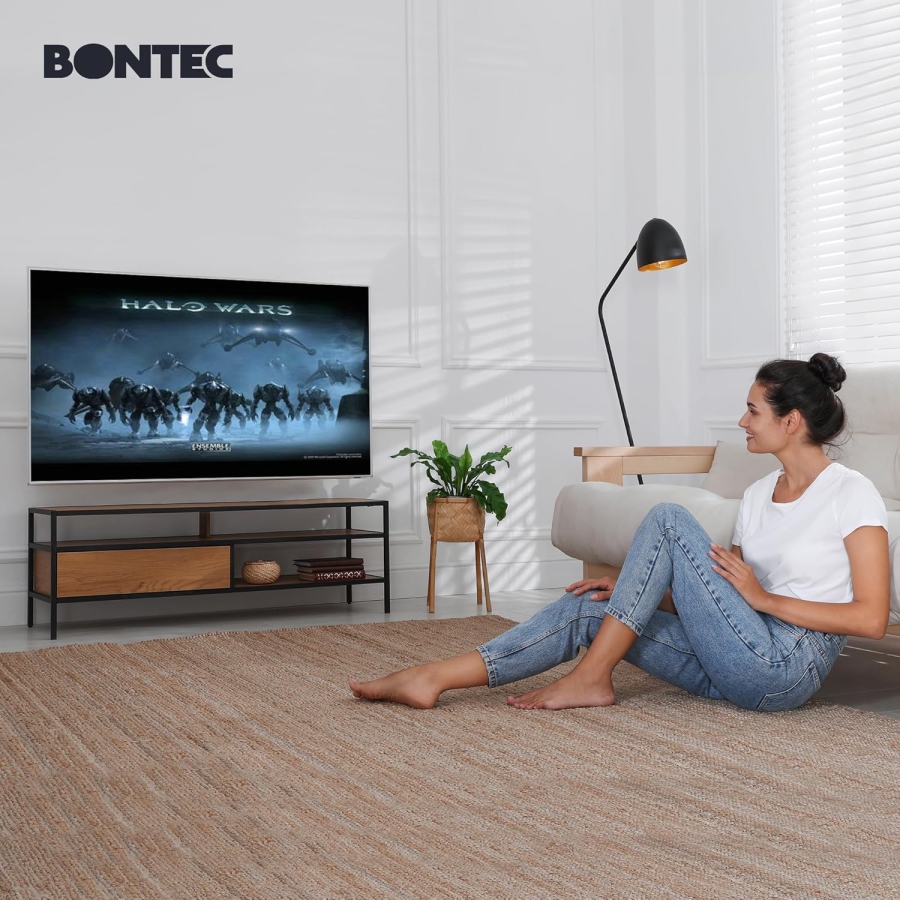 BONTEC TV Wandhalterung Schwenkbar & Neigbar für 23-70 Zoll Fernseher (Max. 45 kg) (Full Motion Doppelarm-Halterung – VESA bis 400x400, Ausziehbar bis 38 cm.)