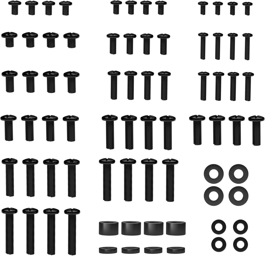 BONTEC Universal VESA Schrauben Set für Fernseher bis 80 Zoll (M4, M5, M6, M8) (Komplettes Montage-Kit für Wandhalterungen & Ständer – Inkl. Abstandshalter & Unterlegscheiben)