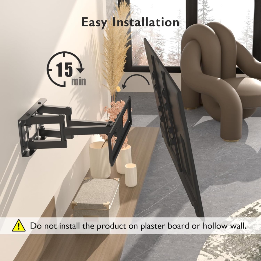 BONTEC Wandhalterung für 23-70" Bildschirme, bis 45kg, 80mm Wandabstand, schwenkbar, neigbar, drehbar