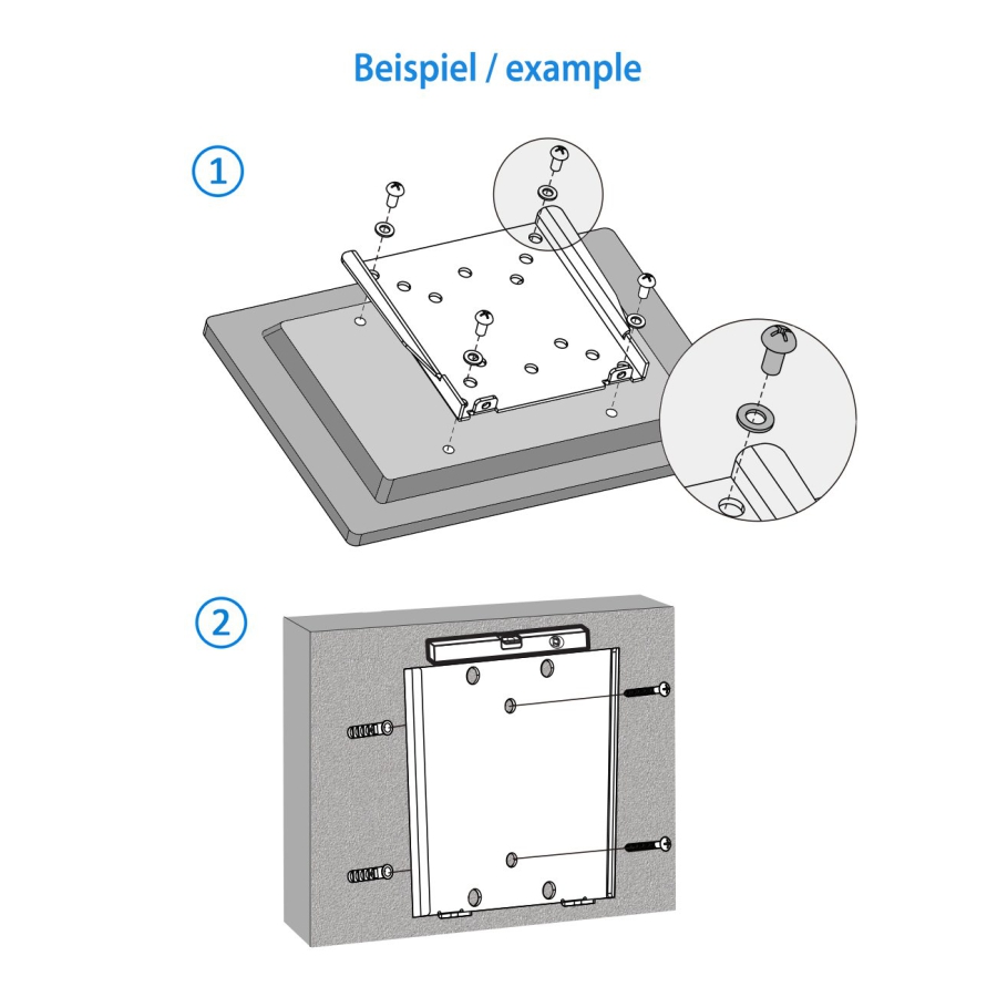 deleyCON 66-tlg. Universal VESA Schraubenset für TV & Wandhalterung (M4, M5, M6, M8) (Komplettes Befestigungsmaterial inkl. Dübel, Wandschrauben & Abstandshalter für alle gängigen Fernseher)