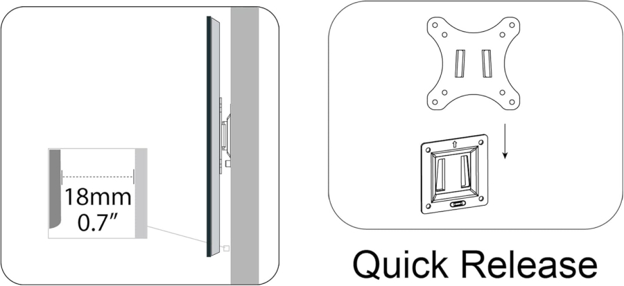 DIGITUS Wandhalterung für LCD/LED Monitor bis zu 81cm (32"), Fixierhalterung, 18kg maximale Belastung, max VESA 100x100
