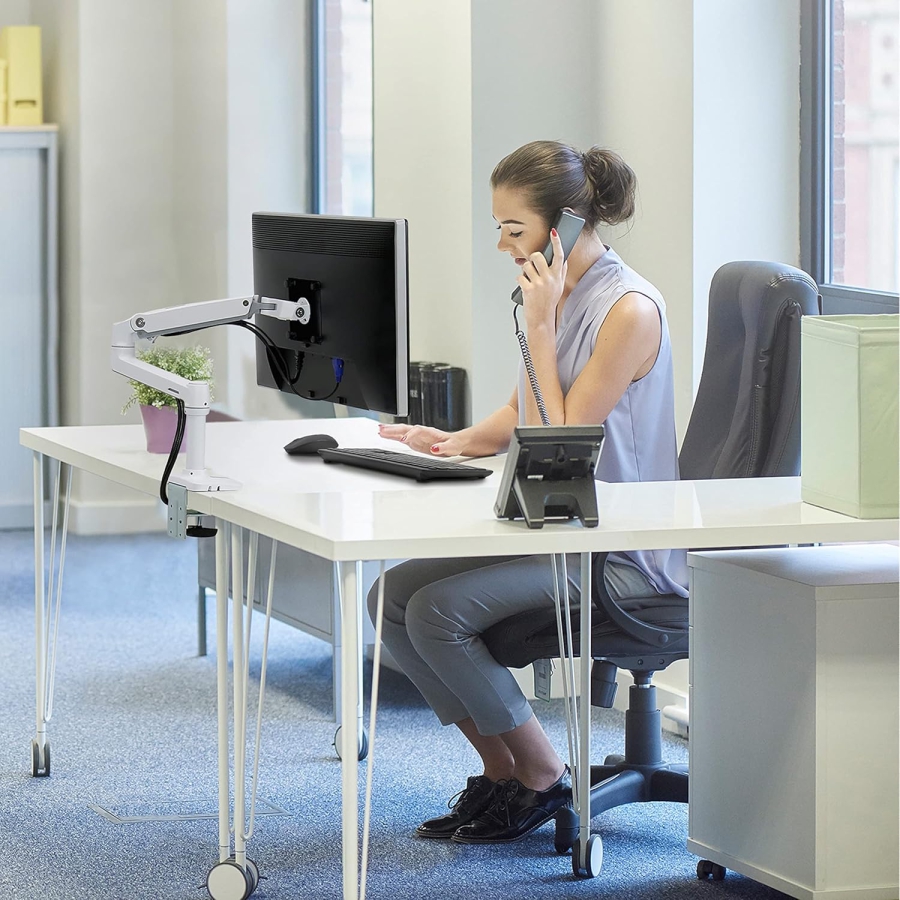 Ergotron LX Monitor Tischhalterung (Weiß) für Bildschirme bis 34 Zoll (Premium Monitorarm mit patentierter Constant Force Technologie für mühelose Positionierung bis 11,3 kg.)