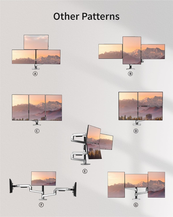 Ergounion 3-fach Monitor Halterung (Aluminium) für 13–40 Zoll (Premium Tischhalterung für drei Monitore bis je 11,3 kg – Mit langlebiger mechanischer Feder.)