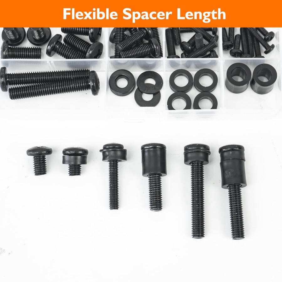 GINKGO Universal VESA Schrauben Set für TV & Monitor (M4, M5, M6, M8) (68-teiliges Montage-Kit für Wandhalterungen & Ständer – Kompatibel bis 80 Zoll.)