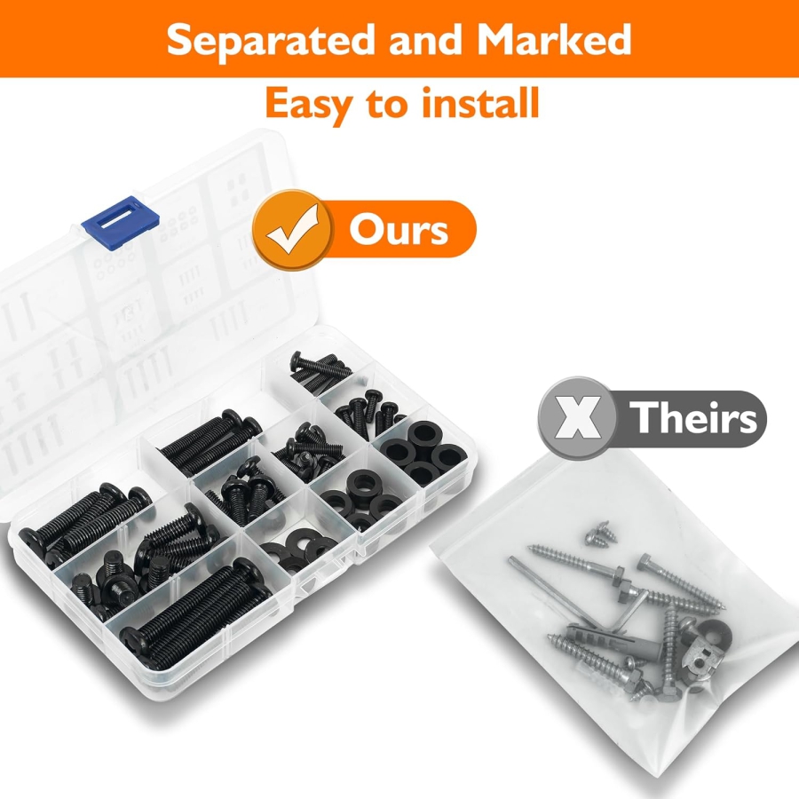 GINKGO Universal VESA Schrauben Set für TV & Monitor (M4, M5, M6, M8) (68-teiliges Montage-Kit für Wandhalterungen & Ständer – Kompatibel bis 80 Zoll.)