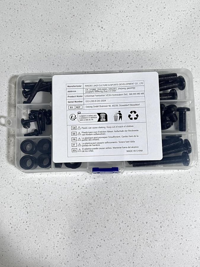 GINKGO Universal VESA Schrauben Set für TV & Monitor (M4, M5, M6, M8) (68-teiliges Montage-Kit für Wandhalterungen & Ständer – Kompatibel bis 80 Zoll.)