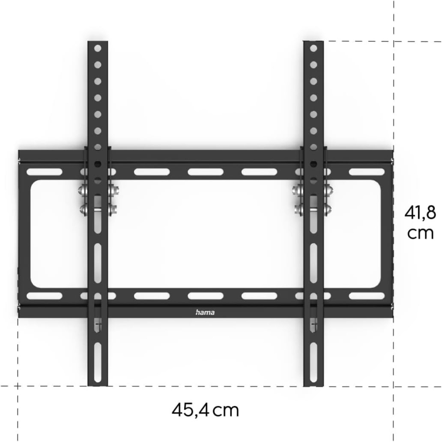 Hama TV Wandhalterung Neigbar für 32-75 Zoll Fernseher (VESA 400x400) (Ultraflache Fernsehhalterung (2,4 cm Wandabstand) – Stufenlos 10° neigbar, bis 35 kg Traglast.)