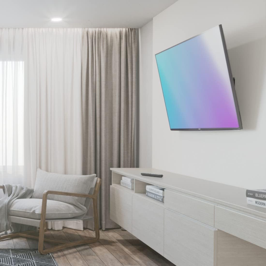 Hama TV Wandhalterung Neigbar für 32-75 Zoll Fernseher (VESA 400x400) (Ultraflache Fernsehhalterung (2,4 cm Wandabstand) – Stufenlos 10° neigbar, bis 35 kg Traglast.)