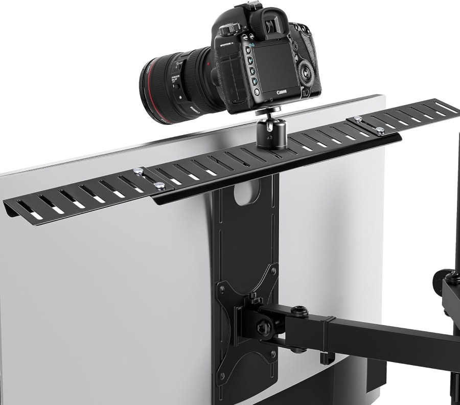 HumanCentric DSLR-Monitorhalterung – VESA Kamera-Regal für Monitor & Arm (Professionelle Ablage für Webcam, Licht & Mikrofon – Platzsparender Ersatz für Klemmstative.)