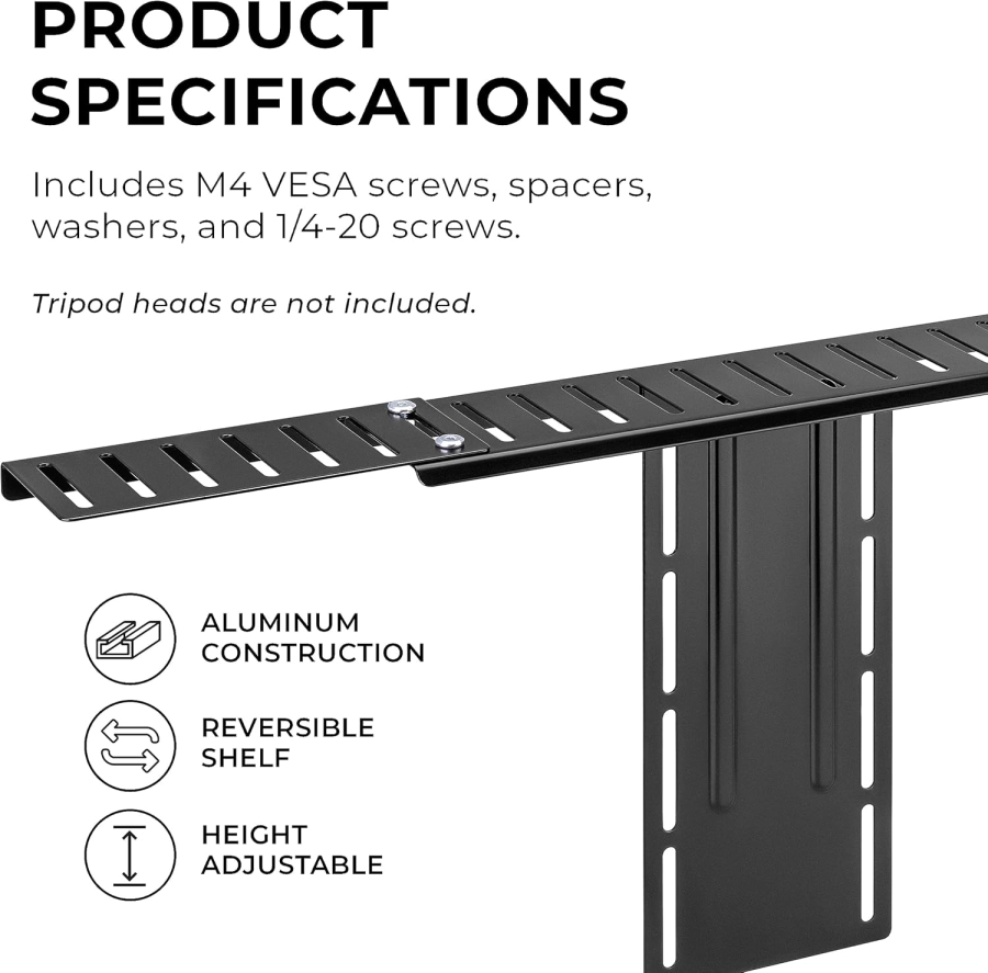 HumanCentric DSLR-Monitorhalterung – VESA Kamera-Regal für Monitor & Arm (Professionelle Ablage für Webcam, Licht & Mikrofon – Platzsparender Ersatz für Klemmstative.)