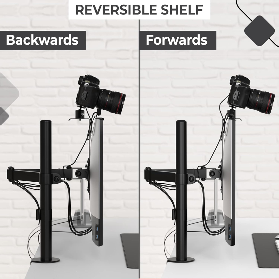 HumanCentric DSLR-Monitorhalterung – VESA Kamera-Regal für Monitor & Arm (Professionelle Ablage für Webcam, Licht & Mikrofon – Platzsparender Ersatz für Klemmstative.)