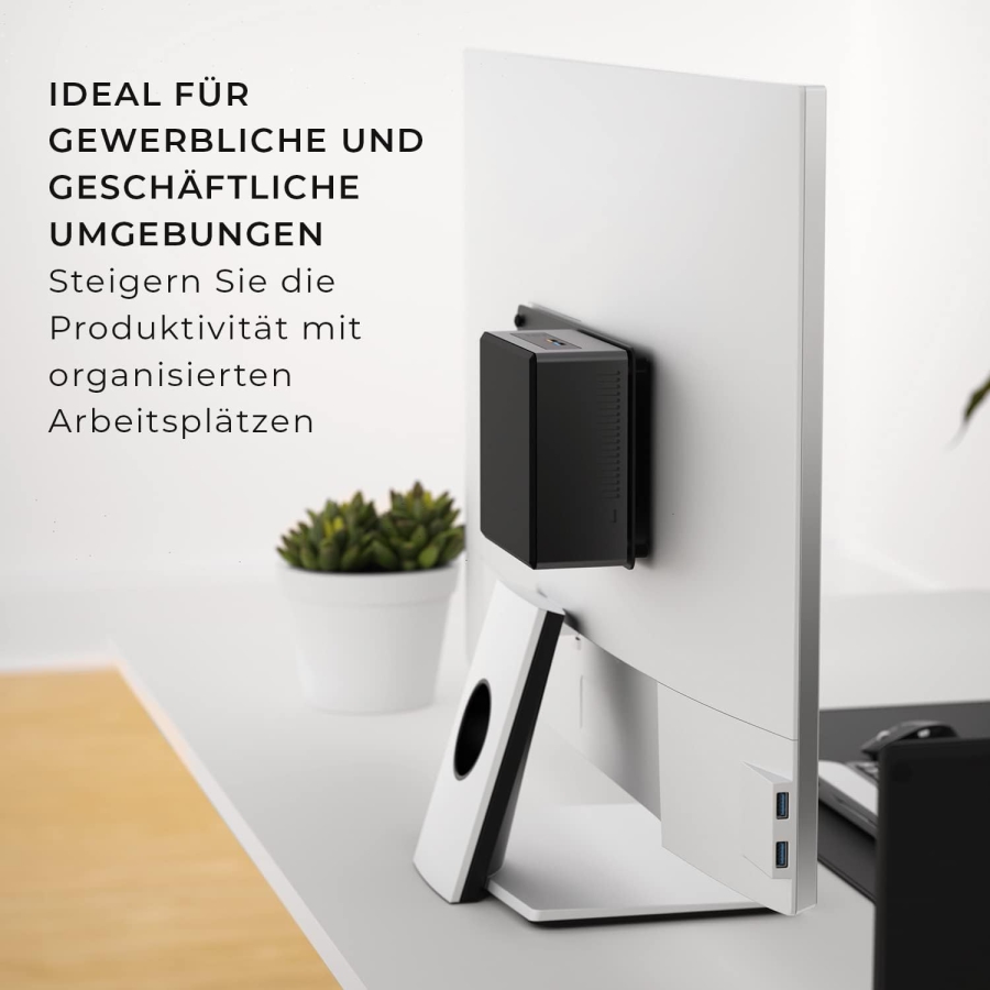 HumanCentric VESA Erweiterungsplatte für Intel NUC Mini-PC (Monitorarm-Montage) (Adapterplatte zur Befestigung des NUC hinter dem Monitor – VESA 75x75 & 100x100 mm.)
