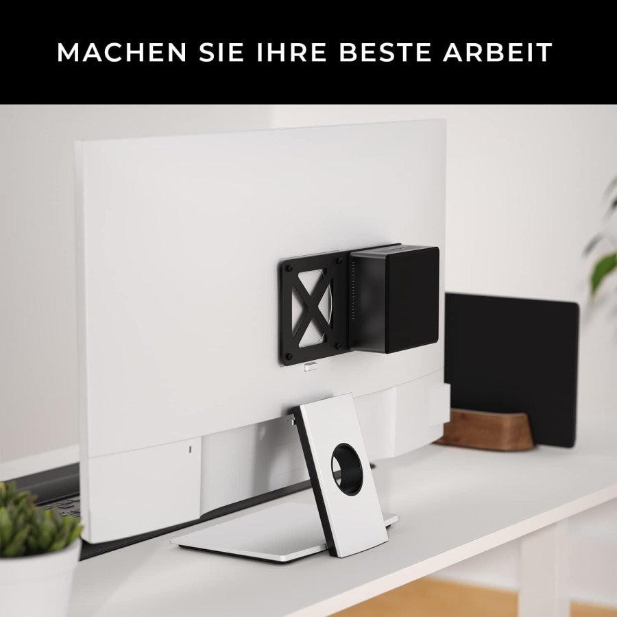 HumanCentric VESA Erweiterungsplatte für Intel NUC Mini-PC (Monitorarm-Montage) (Adapterplatte zur Befestigung des NUC hinter dem Monitor – VESA 75x75 & 100x100 mm.)