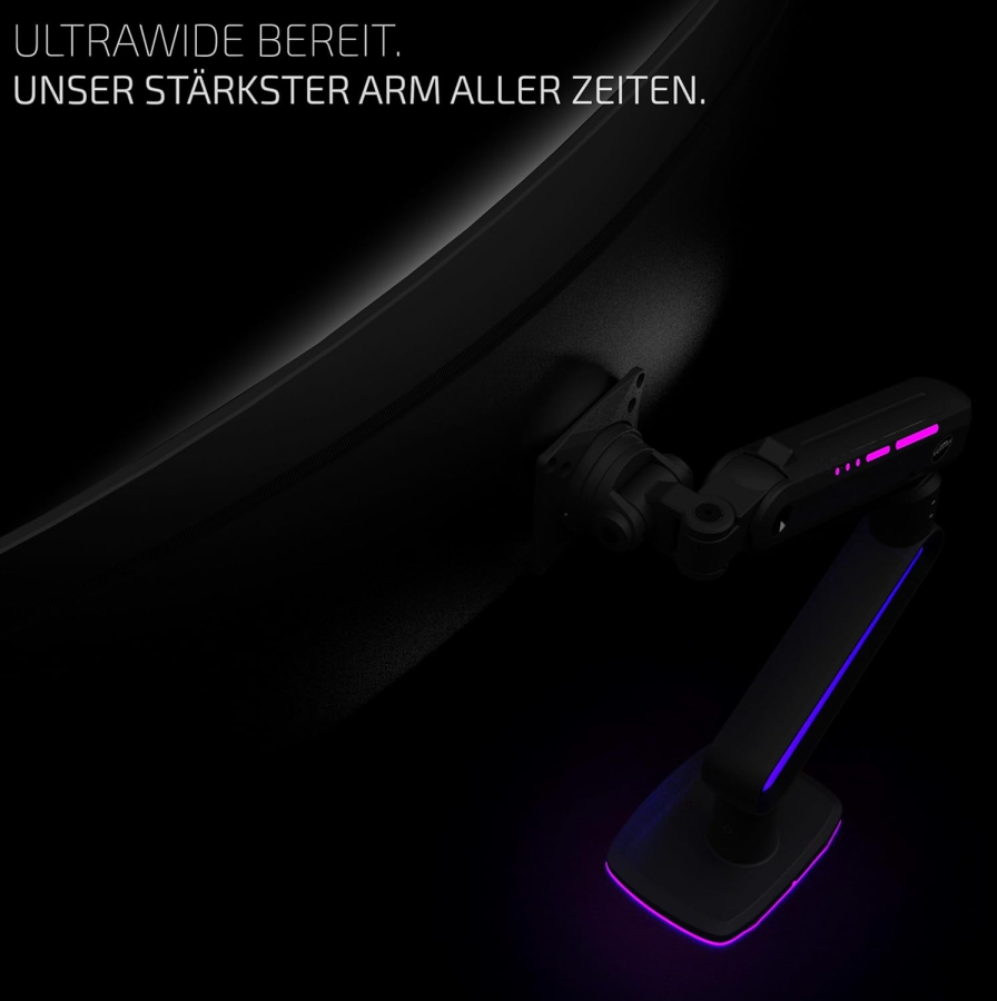 Invision Vortex RGB Gaming Monitorhalterung für 27–57 Zoll (VR200) (Das ultimative Upgrade für Ihre Battle-Station: Heavy Duty Arm bis 18 kg mit immersiver RGB-Beleuchtung.)