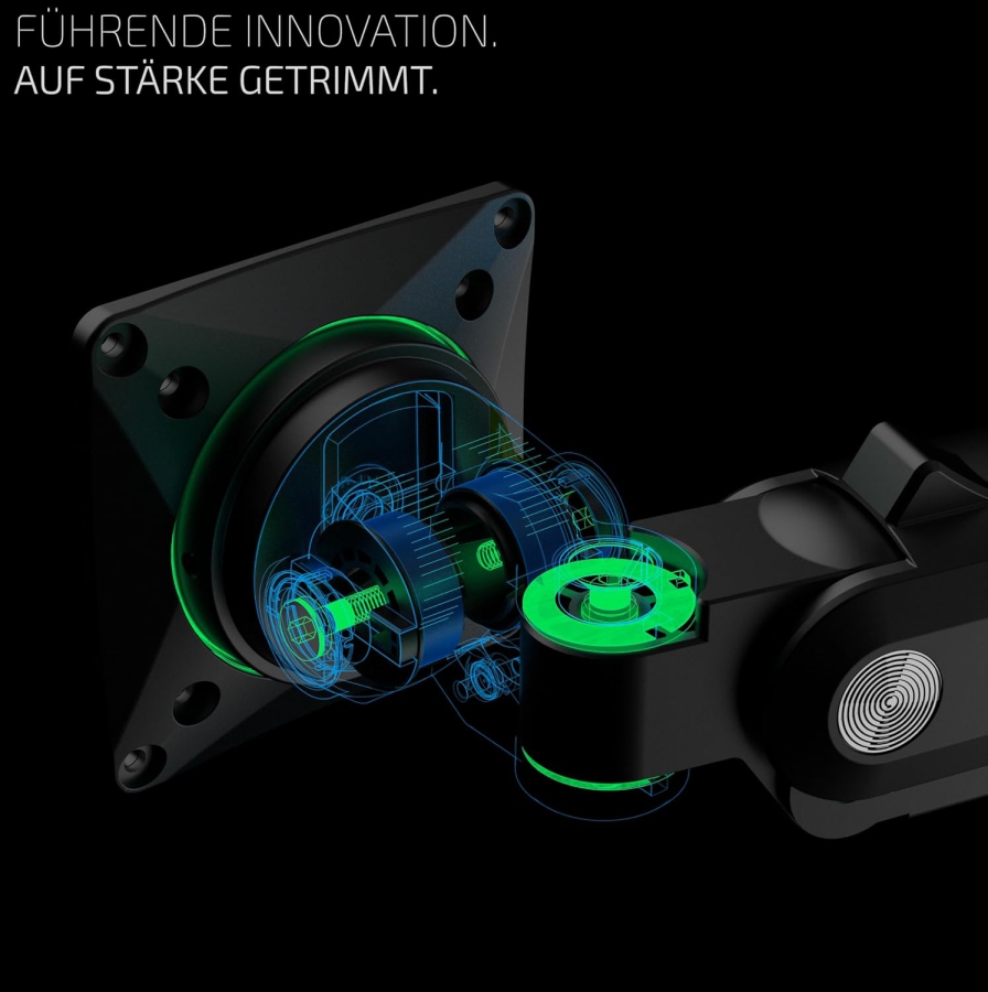 Invision Vortex RGB Gaming Monitorhalterung für 27–57 Zoll (VR200) (Das ultimative Upgrade für Ihre Battle-Station: Heavy Duty Arm bis 18 kg mit immersiver RGB-Beleuchtung.)