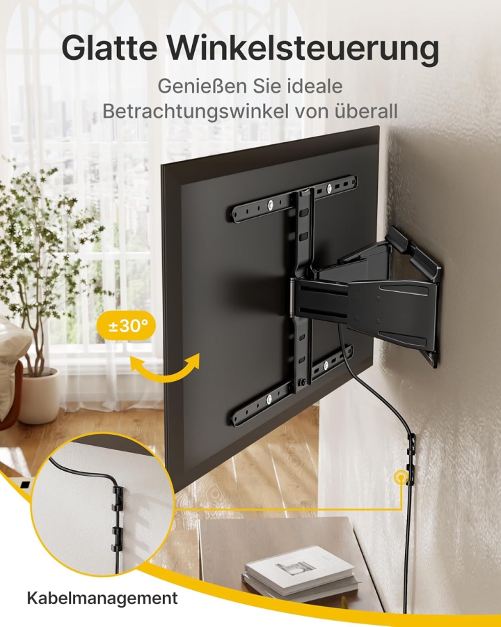 monTEK Ultra Slim TV Wandhalterung für 43-90 Zoll (Nur 2 cm Wandabstand) (Extrem flaches Design (0,77") mit Full-Motion Gelenkarm – 50 kg Traglast, VESA 600x400.)