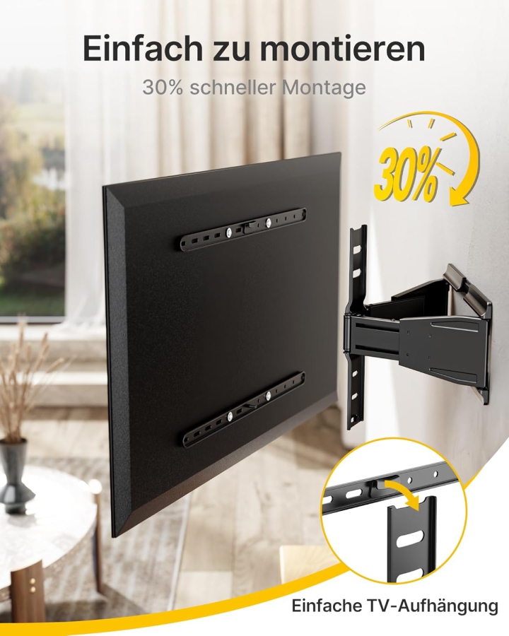 monTEK Ultra Slim TV Wandhalterung für 43-90 Zoll (Nur 2 cm Wandabstand) (Extrem flaches Design (0,77") mit Full-Motion Gelenkarm – 50 kg Traglast, VESA 600x400.)