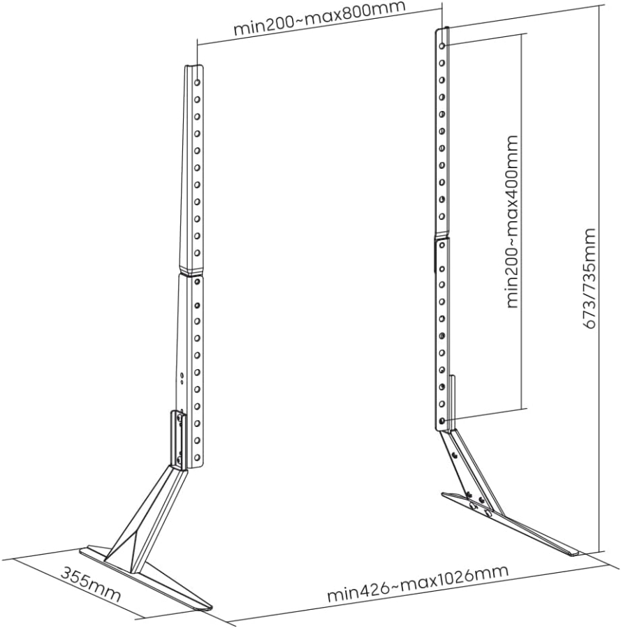 My Wall HP49L Universal TV-Standfuß für 23–75 Zoll Fernseher (Höhenverstellbare Ersatzfüße mit EVA-Schutzpolstern – Belastbar bis 40 kg & 20 Jahre Garantie.)
