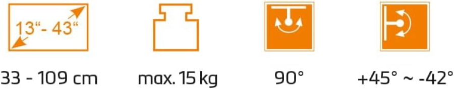 My Wall TV-Wandhalterung für Wohnmobile & Wohnwagen (HC2-1L) – Verriegelbar & Schwingungsgedämpft (Sicherer Halt während der Fahrt: Arretierbar, Schwenkbar & Neigbar – Bis 15 kg – 20 Jahre Garantie.)