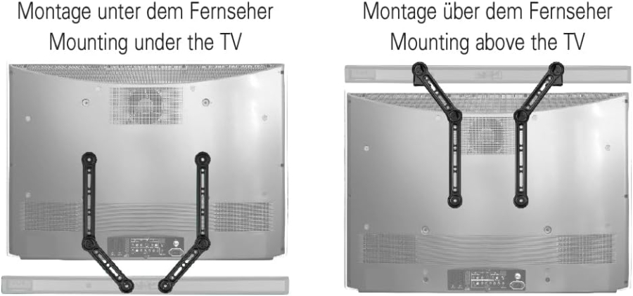 my wall Universal Soundbar Halterung für TV bis 49 Zoll (HZ32-1L) (Platzsparende Befestigung am Bildschirm (Neig- & Schwenkbar) bis 15 kg – Mit Vibrationsschutz & 20 Jahren Garantie)
