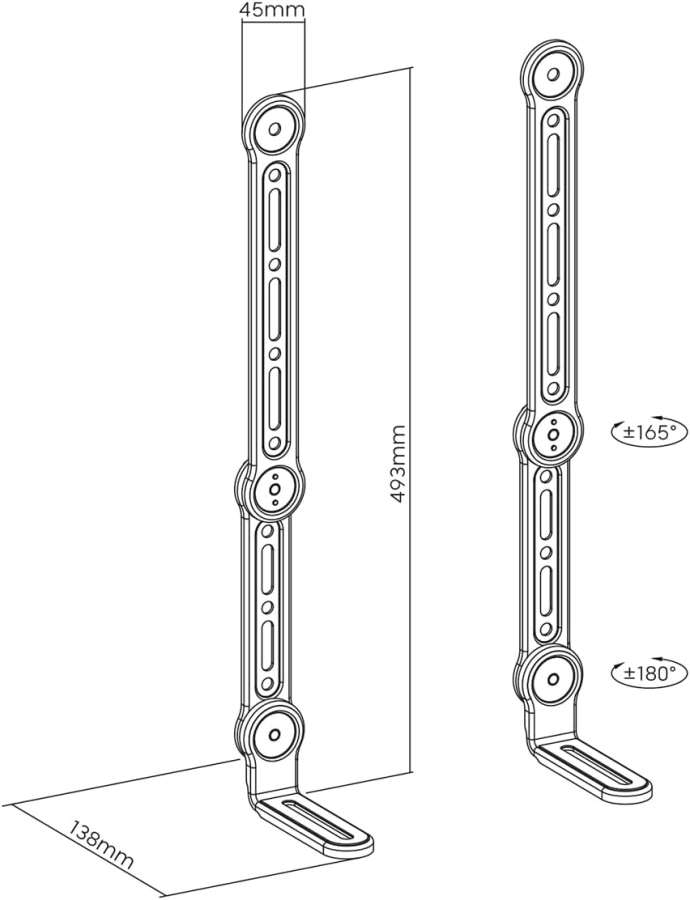 my wall Universal Soundbar Halterung für TV bis 49 Zoll (HZ32-1L) (Platzsparende Befestigung am Bildschirm (Neig- & Schwenkbar) bis 15 kg – Mit Vibrationsschutz & 20 Jahren Garantie)
