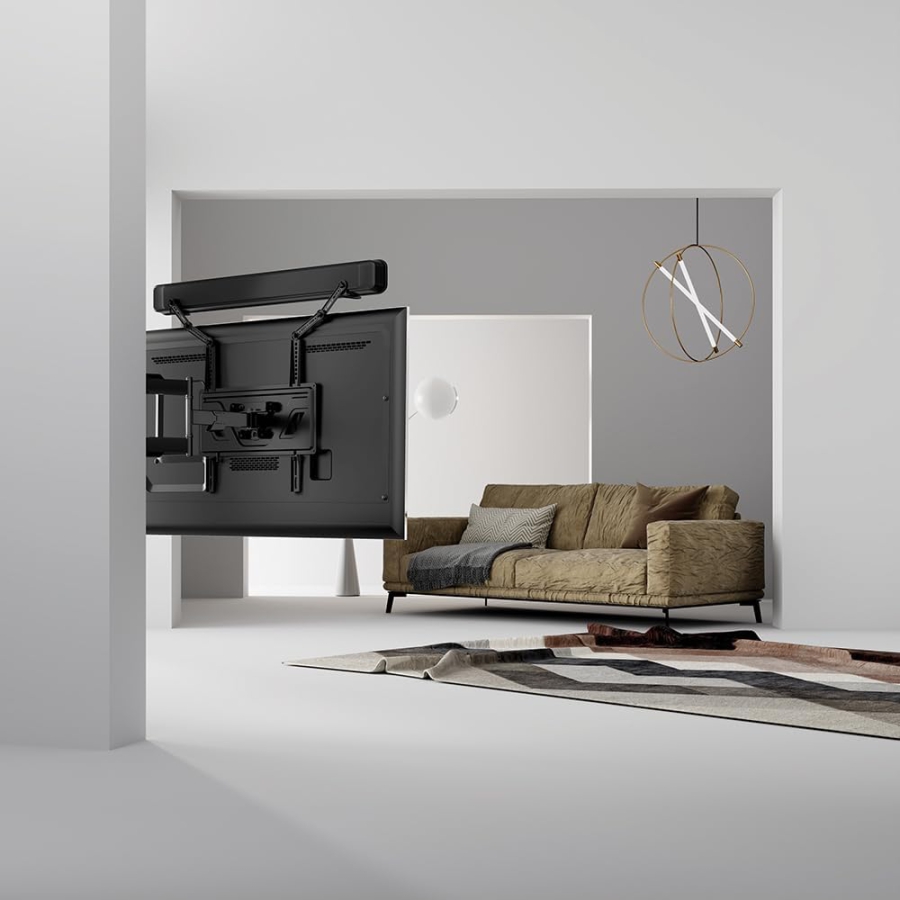 my wall Universal Soundbar Halterung für TV bis 49 Zoll (HZ32-1L) (Platzsparende Befestigung am Bildschirm (Neig- & Schwenkbar) bis 15 kg – Mit Vibrationsschutz & 20 Jahren Garantie)