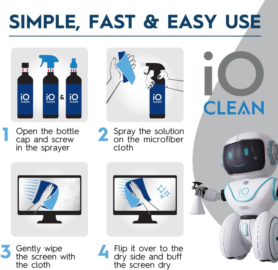 Premium Bildschirmreiniger Spray Set (473ml) inkl. Mikrofasertuch (Streifenfreie Pflege für LCD, OLED & VESA-Monitore – Alkoholfreie Formel für dein Setup.)