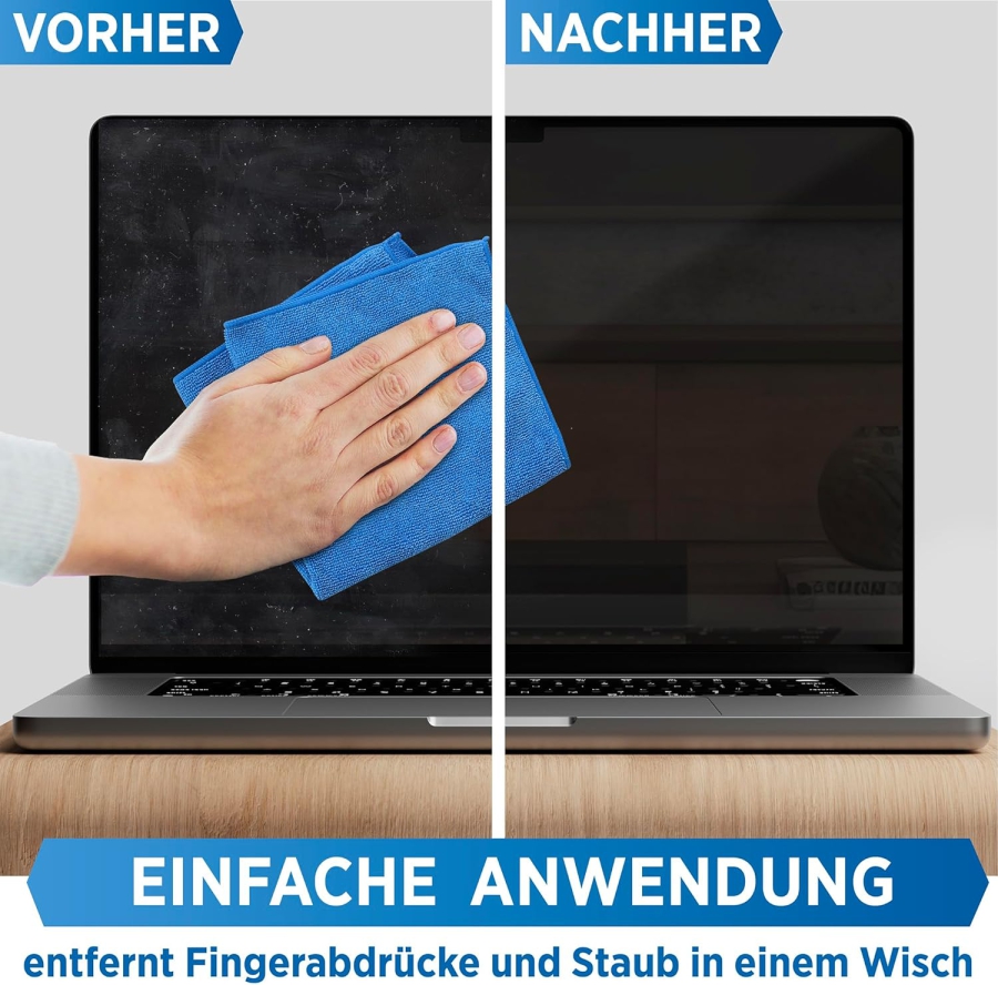 PRINOX Bildschirmreiniger Set 250ml mit Mikrofasertuch & Pinsel (Made in Germany: Streifenfreie Pflege für LCD, OLED & VESA-Monitore – Entfernt Fett & Fingerabdrücke.)